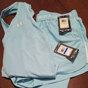 Womens Under Armour Sky Blue Athletic Set